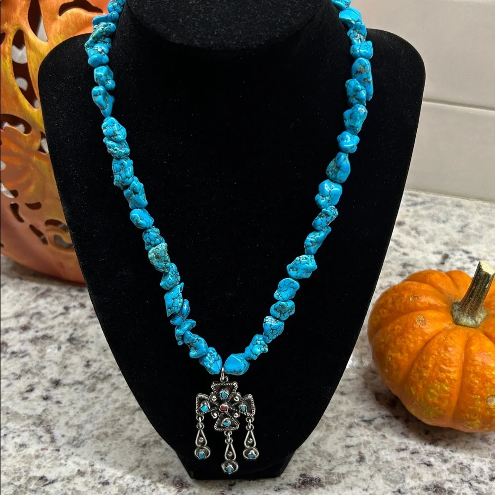 Turquoise and Sterling Necklace - Picture 1 of 6